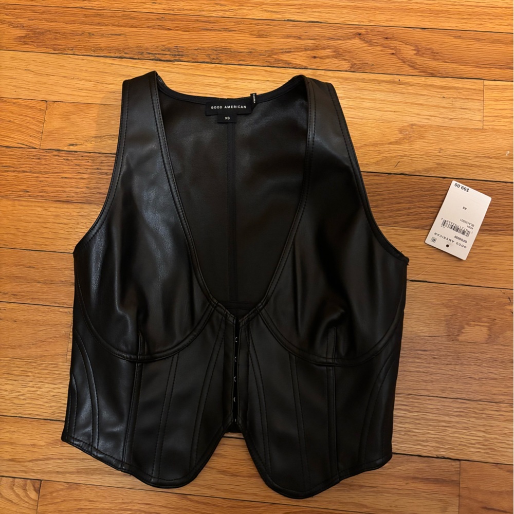 NWT XS Good American Faux Leather Vest